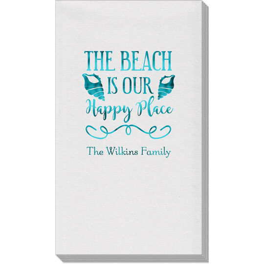 The Beach Is Our Happy Place Linen Like Guest Towels